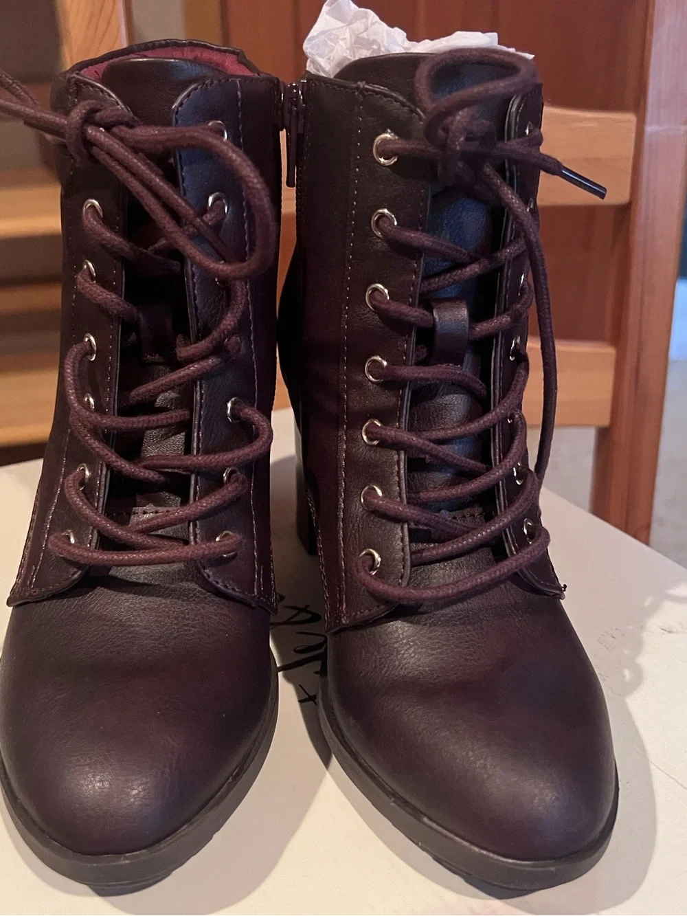 Style & Co. Womens Lace-Up Boots in Wine FREE SHIPPING